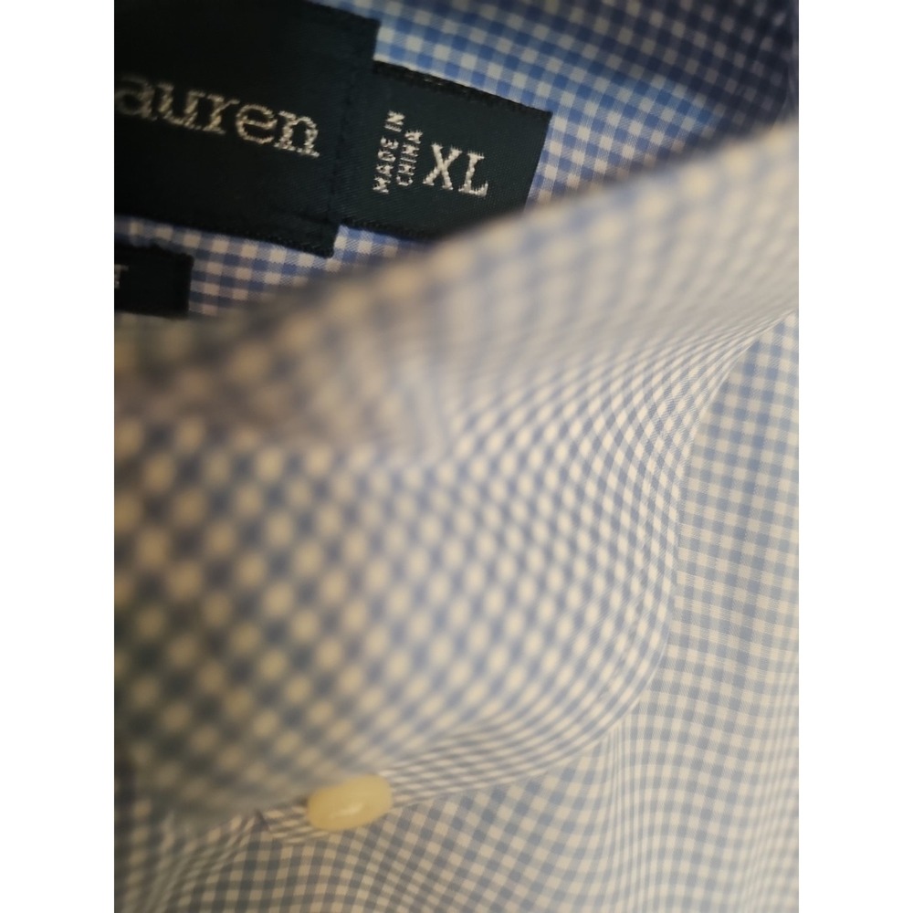 Ralph Lauren Shirt Blue White Gingham Classic Button Down Long Sleeve Men Sz XL - Picture 5 of 7